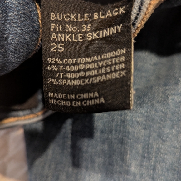 BUCKLE BLACK Distressed High Waisted Ankle Skinny Jeans Size 25 - Picture 3 of 8